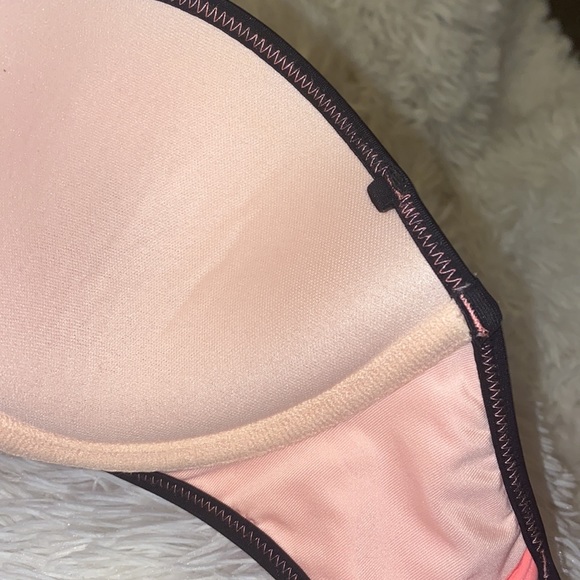 Victoria Secret bikini top 32C w underwires pink & Black strapless - Picture 7 of 8